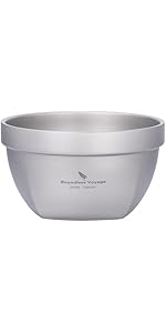 iBasingo 500ml Double Walled Titanium Bowl Metal Serving Bowl for Oatmeal Food Rice Soup Ice Crea...