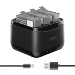 CERFFOOL Battery Charger 3 Channel for DJI Osmo Action 5 Pro Battery Charging Station USB C Fast Charger Action Camera Accessories