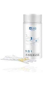 HaoTrade 50 Pcs 9 in 1 Water Test Strips, Aquarium Water Test Kit, Spa, Drinking Water, Swimming ...