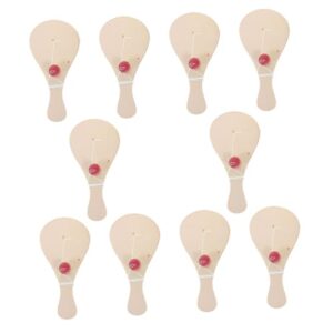 TOYANDONA 10pcs Handicrafts with Racket Paddles and Ball Blank Paddle Craft Blank Paddle Ball Plain Game Paddle Unfinished Blanks Paddle Wood Beige