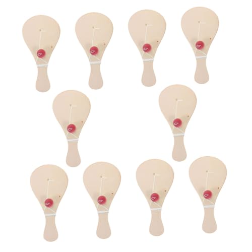 TOYANDONA 10pcs Handicrafts with Racket Paddles and Ball Blank Paddle Craft Blank Paddle Ball Plain Game Paddle Unfinished Blanks Paddle Wood Beige