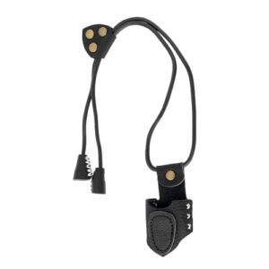 YINETTECH 1PC Archery Thumb Ring PU Leather Thumb Guard Ring with Rope Length 30cm for Novice Archers Archery Competition Training Black