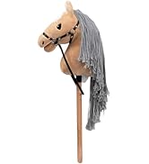 BEJOY Hobby Horse, Stick Horse Toy with Wood Wheels Real Pony Neighing Galloping Sounds Plush Toy...