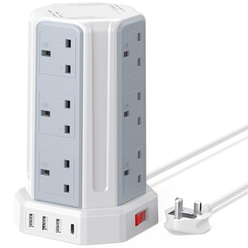 AODENG Tower Extension Lead with USB Slots 2M