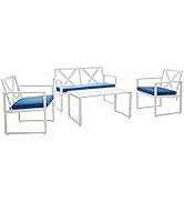 RELAX4LIFE 4PCS Garden Furniture Set, 4 Seater Outdoor Sectional Sofa Set with Loveseat, 2 Bistro...