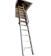 BPS Slider - Sliding Loft Ladder with handrail, D-Shaped Rungs, Inc. Stowing Pole, 150kg Load Cap...