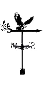 SUPERDANT Owl Weather Vane Owl on Branch Weathervanes Black Metal Wind Vanes Animal Weather Vanes...