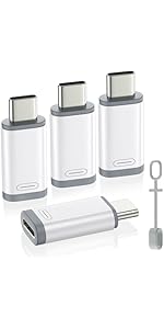 MoKo 4Pack Lightning Female to USB C Male Adapter,USB-C to Lightning Adapter for iPhone 15/16 Pro...