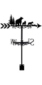 SUPERDANT Bear Family Weather Vane Forest Bear Weathervanes Black Metal Wind Vanes Animal Weather...