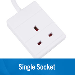 1m Single Socket, White