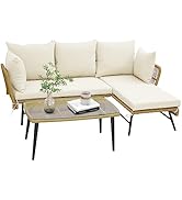 RELAX4LIFE 3PCS Folding Bistro Set, Patio Round Table and Foldable Chairs Set with Water Ripple T...