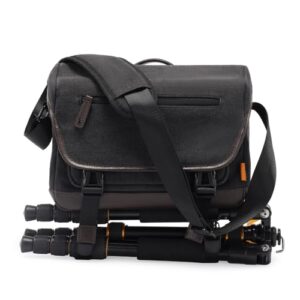 Cwatcun Camera Bag Shoulder Camera Bag for Photographer Canvas Water Resistant DSLR Single Camera Bag Compatible with Sony Nikon(S)