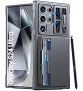 Vizvera for Samsung Galaxy S24 Ultra Case with [Kickstand] [Sliding Camera Cover] Military Drop P...