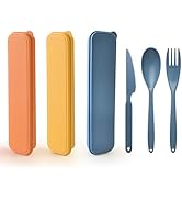 Large Travel Cutlery Set with Case,Portable Camping Cutlery Set,3 Sets Reusable Utensils Plastic ...