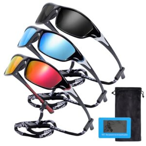 3 Pack Polarized Cycling Sunglasses Sports Sunglasses for Men Women