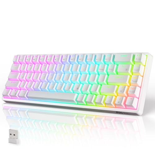 RK ROYAL KLUDGE RK G68 Wireless Mechanical Keyboard 2.4G/Bluetooth/Wired RGB Gaming Keyboard 65% US Layout Blue Switch for Win/Mac