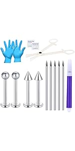 NIUSIMAN Piercing Kit,Piercing Kits for All Piercings Ear Nose Septum Earrings Cartilage Tragus B...