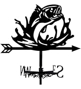 INFUNLY Fish Weather Vane Vintage Black Fish Weather Vane Animal Metal Weather Vane Fish Wind Van...
