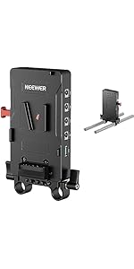 NEEWER V Mount Battery Plate with 15mm Rod Clamp, Power Supply Shunt PD 60W Type C&D Tap/DC15V Po...