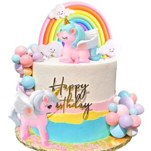 LaVenty Pony Unicorn Cake Decoration Pony Birthday Decoration Rainbow Cake Topper Unicorn Party Favors Rainbow Birthday Decoration Birthday Cake Decoration for Girl