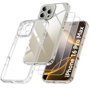 Qasyfanc Camera Cover Case Compatible with iPhone 16 Pro Max 6.9" with 2 Pack Tempered Glass Screen Protector