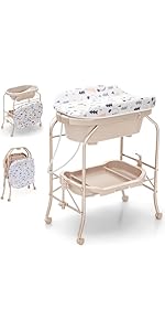 Maxmass 4-in-1 Baby Changing Table, Portable Infant Diaper Care Station with PVC Pad, Bath Tub, S...
