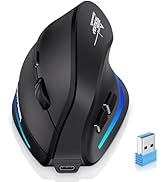 ECHTPower Vertical Ergonomic Mouse Wireless, Rechargeable 2.4G Optical USB Mouse for Laptop/Deskt...