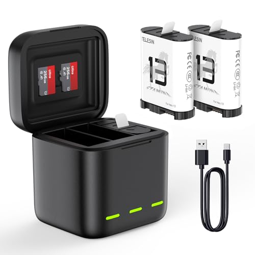 TELESIN 2 Pack Enduro Battery with Charger for Go Pro 13