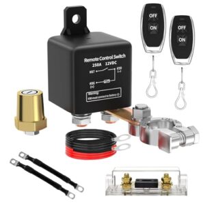 Lizbn Remote Battery Disconnect Switch 12V 250A Upgraded Remote Battery Kill Switch for Car Anti-Theft Prevent Battery Drain Isolator with 2 Wireless Keys for Car RV Truck Vehicle Camper Travel