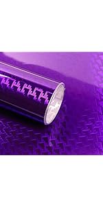 PVUEL Purple Carbon Fiber Vinyl Wrap, High Gloss Car Wrap Film, Forged Chrome Aircraft Pattern Au...