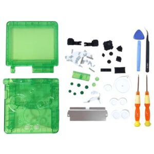 Hzxkqmil Replacement Full Shell Transparent Housing Case Cover with Buttons Screws Kit for Game Boy Advance SP GBA SP Console (Clear Green)