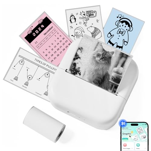Memoking Sticker Printer - M02L Bluetooth Inkless Mini Printer for Phone