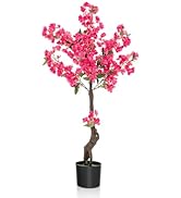 COSTWAY 95cm/3ft Artificial Camellia Tree, 1/2 PCS Faux Blooming Camellia Plant with 24/48 Flower...