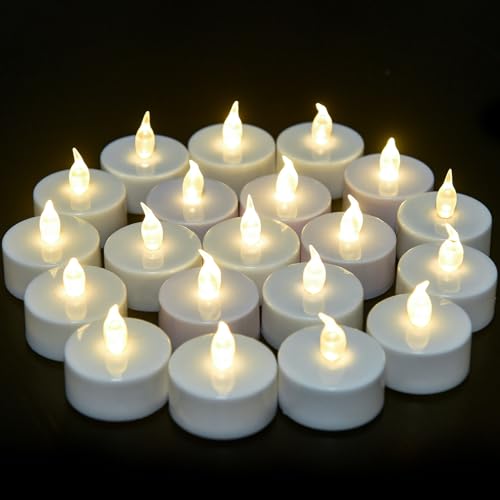 VETOUR LED Tea Lights Candles:24pack Realistic LED Flickering Operated Tea Lights Steady Battery Tealights Long Lasting Electric Fake Candles Decoration for Party and Gifts Ideas            [Energy Class G]