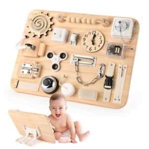 Potatomato Large Busy Board for Toddlers - Montessori Wooden Sensory Toys -Fidget Toys for Autistic Children-Preschool Learning Activities - Fine Motor Skills