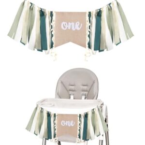 Maxqzin First Birthday High Chair Banner One High Chair Banner Boy Wild One Birthday Decorations 1st Birthday Banner Jungle Theme Highchair Garland Decoration for Boy Girl Birthday Party Decorations
