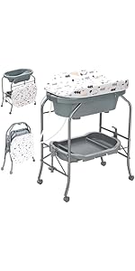 Maxmass 4-in-1 Baby Changing Table, Portable Infant Diaper Care Station with PVC Pad, Bath Tub, S...