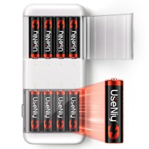 Rechargeable Lithium Batteries AA 8-Pack with Charger