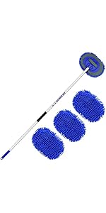 160cm 63” Long Handle Car Wash Brush Microfibre Extendable Cleaning Mop Mitt for Caravan Truck Va...