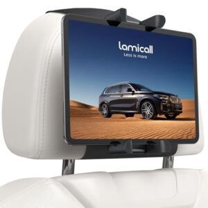 Lamicall Car Tablet Holder for Kids - [Silicone Wide Clip] Universal 360°Rotating Headrest Car Mount