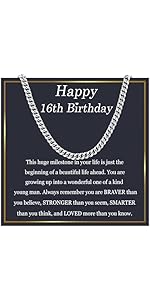 EPIRORA 16th Birthday Gifts for Boys,Cuban Chain 16 Year Old Boys Birthday Gifts,Happy Birthday G...