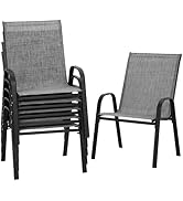 PIZZELLO Patio Chairs Set of 6 - Outdoor Stackable Dining Chairs for All Weather - Lightweight Te...