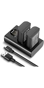 NEEWER DMW-BLK22 Replacement Battery and Charger Set, 2 Pack 2400 mAh Batteries and Type C Dual C...
