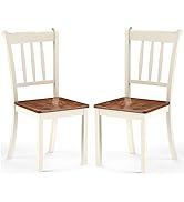 COSTWAY Dining Chairs Set of 2, Rubber Wood Kitchen Chairs with Wide Seat & High Backrest, Side C...