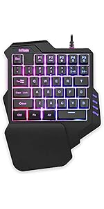 RedThunder Single-Handed Gaming Keyboard with RGB Backlight and 35 Keys Portable Mini Erg...