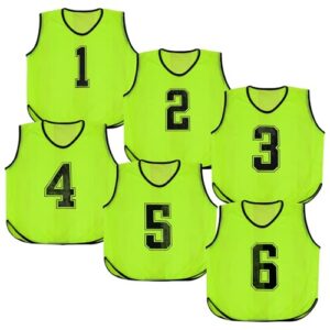 A2Z 6 Pack Training Bibs Sports Vests Comfortable Breathable Practice Number Football Baseball Hockey Cricket Volleyball Rugby Sports Bib for Adul