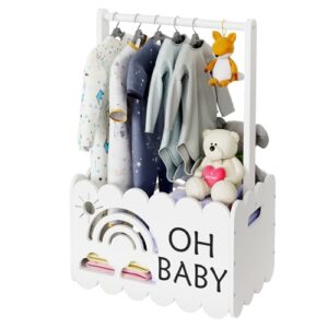 DUHARS Wooden Baby Hamper Basket for Baby Shower
