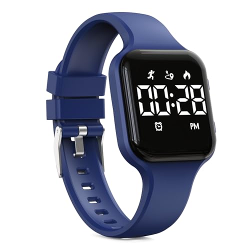 Focwony Kids Digital Watch Steps Counter Waterproof Fitness Tracker Wristwatch with Pedometer LED Display Stopwatch for Kids Boys Girls Teenage