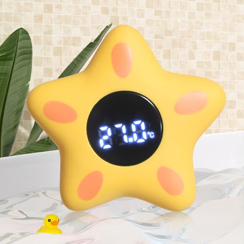 Baby Bath Thermometer Baby Bath Temperature Measurement Led Water Thermometer Newborn Water Thermometer High-precision Digital Display Cartoon Baby Water Thermometer 【Yellow Star】