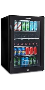 Subcold Ace130 LED Touch Control Beer Fridge With Glass Door | Premium Drinks & Wine Fridge | Bla...